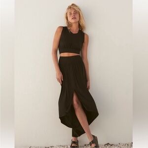Free People Beach Morning Side Black Maxi High-Low Skirt Size S.